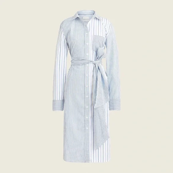 j crew shirt dress stripe New J. Crew Tie Waist Shirt Dress in Stripe Size 2 Red and White MSRP $118